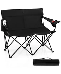 Mecale Camping Loveseat Chair for 2 with Cup Holders, Folding Outdoor Seat
