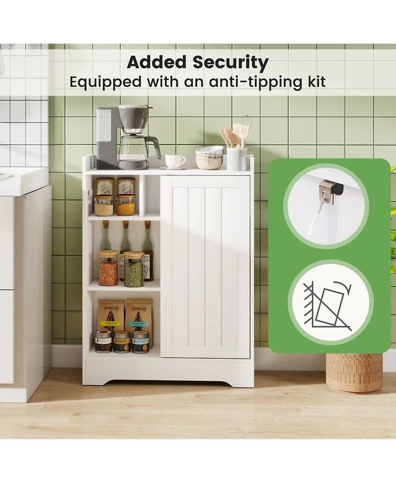 Volenca Slim Bathroom Floor Storage Cabinet with Built-In Toilet Paper Holders