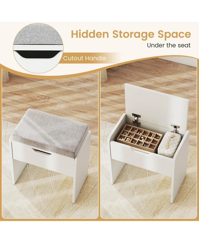 Led Lighted Vanity Desk Makeup Table with 3 Color Lighting Modes