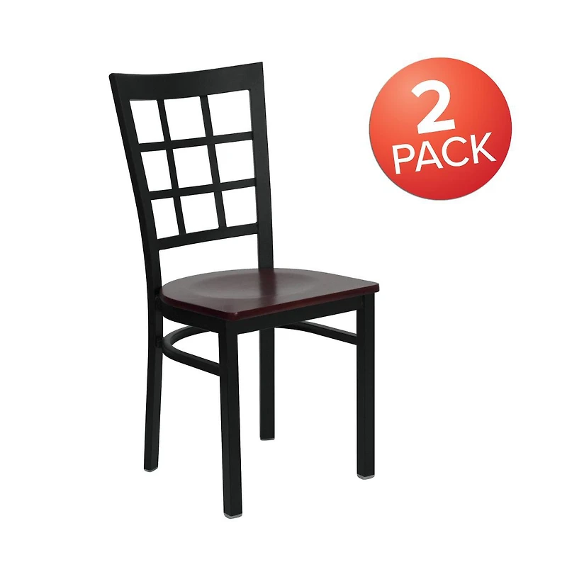Emma+Oliver 2 Pack Window Back Metal Restaurant Chair