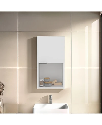 Fm Furniture Wall-Mounted Bathroom Cabinet with Hidden Storage and Open Compartment