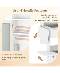 Volenca Space-Saving Vanity Desk with Lighted Mirror and Lights, Bedroom Makeup Table