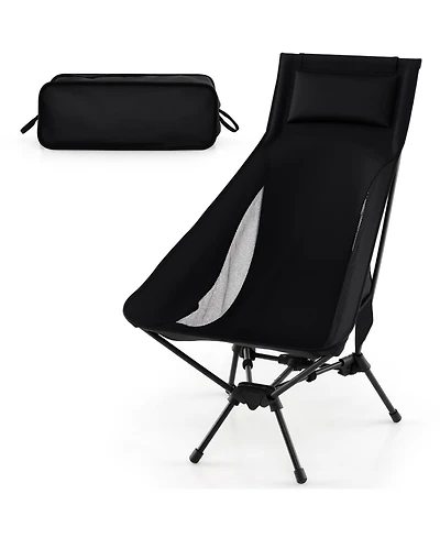 Mecale Folding Design High-Back Portable Camping Chair with Carry Bag, Pillow