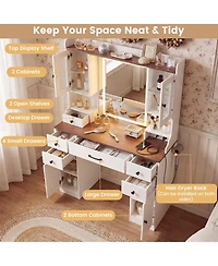 Volenca 41.5" Makeup Vanity Desk with Power Outlets and 3 Color Lighting Modes, Mirror