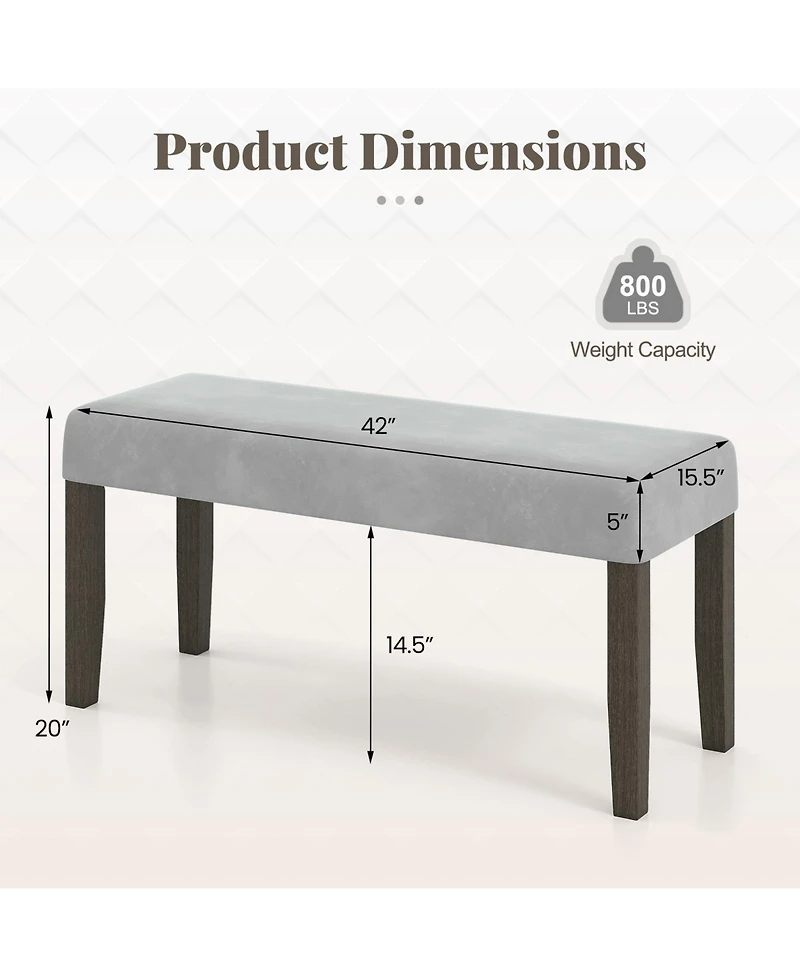 Slickblue Bedroom Upholstered Bench with Cushioned Seat and Wood Legs