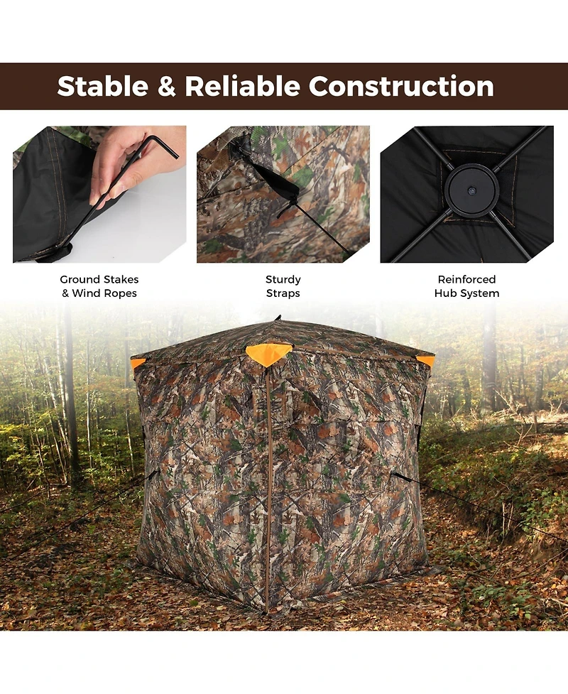 Mecale 270° See-Through Pop-Up Hunting Blind for 3-4 People with Full-Open Swing Door