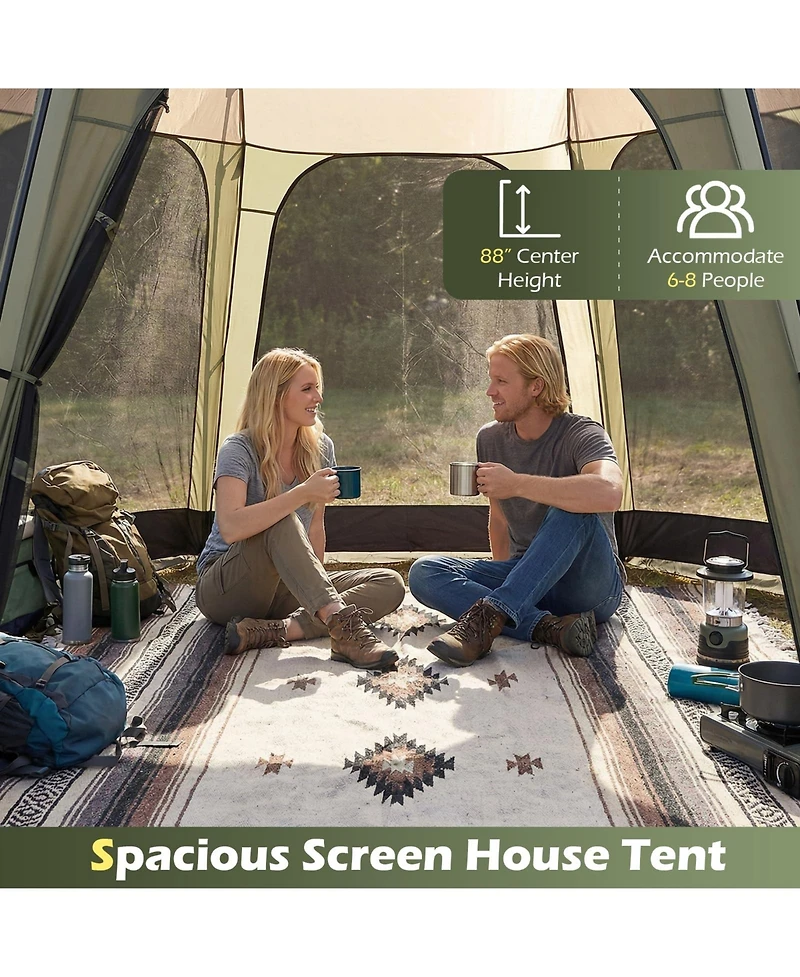 Mecale Netted Canopy Tent for 6-8 People with Zippered Door, Outdoor Screen Shelter