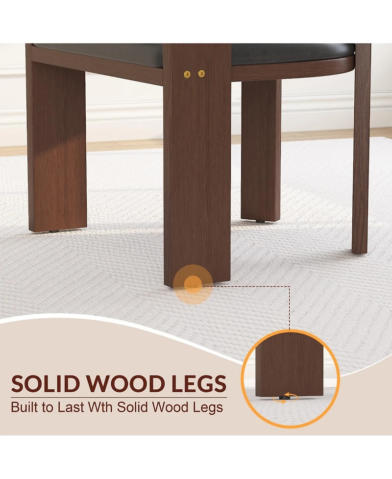 gaomon Set of 4 Modern Pu Leather Upholstered Dining Chairs, Curved Backrest with Rubber Wood Frame