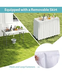 Mecale 4 ft Ice Cooler Folding Table with Large Sink, Portable Ice Bin Serving Table