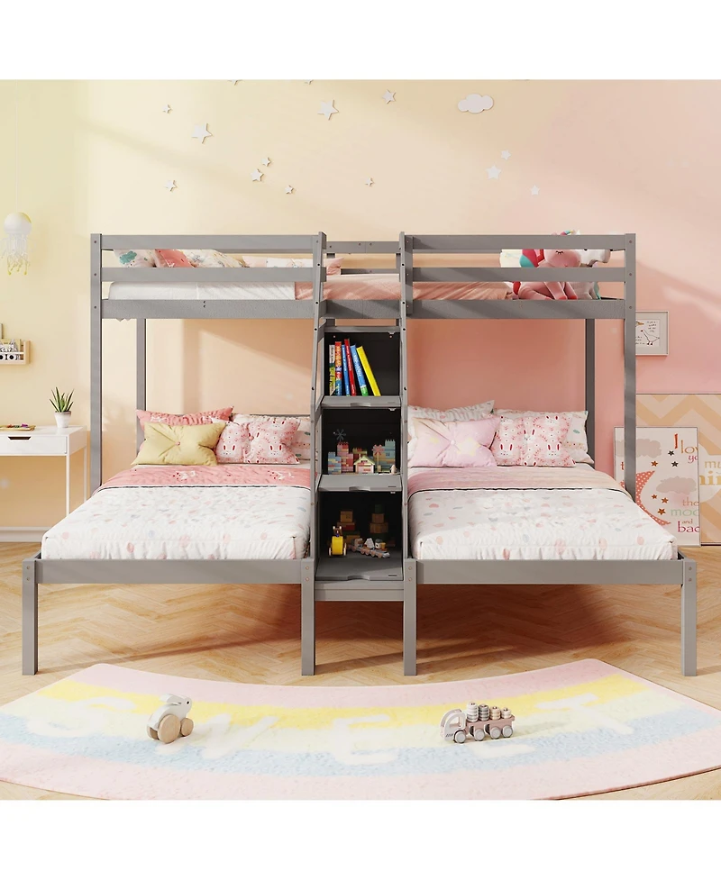 Slickblue Twin Over Bunk Bed with Stair Storage for Kids and Teens - One Fits All