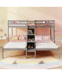 Slickblue Twin Over Bunk Bed with Stair Storage for Kids and Teens - One Fits All