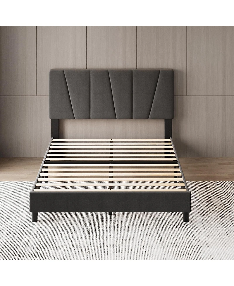 gaomon Queen Bed Frame with Adjustable Headboard, Upholstered Platform