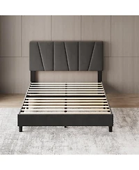 gaomon Queen Bed Frame with Adjustable Headboard, Upholstered Platform