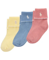 Polo Ralph Lauren Baby Girls' Fold Over Cuff Socks, 3-Pack