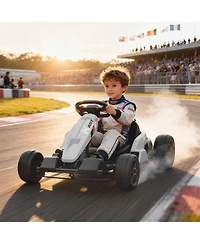 Qaba 24V Electric Go Kart, Kids Drift Kart with Dual 150W Motors,