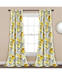 Lush Decor Poppy Garden Room Darkening Curtain Panels Pair, 52"×84" Floral Curtains