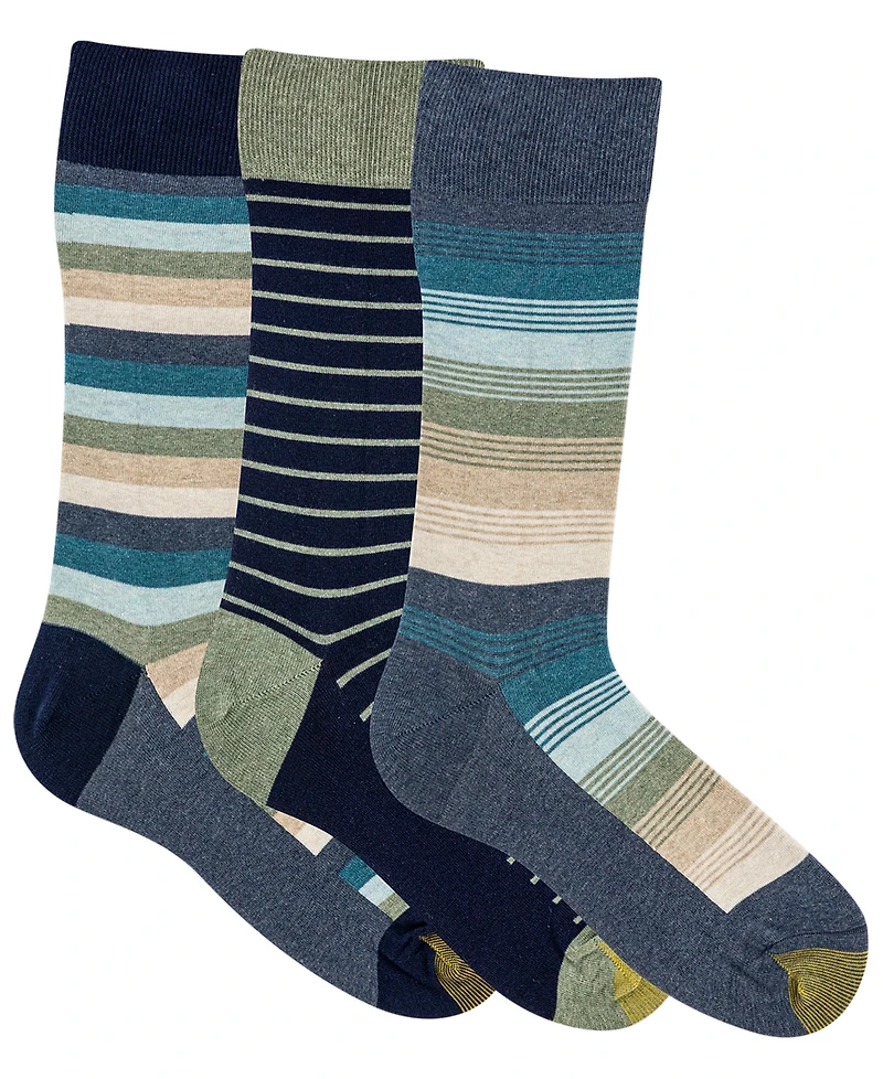 Gold Toe Men's Block Stripe Crew Socks, 3-Pack
