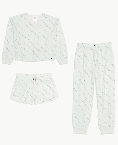 Splendid Girls' 6-16 Long-Sleeve Top, Shorts & Pants Pajama, 3-Piece Set