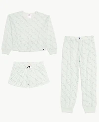 Splendid Girls' 6-16 Long-Sleeve Top, Shorts & Pants Pajama, 3-Piece Set