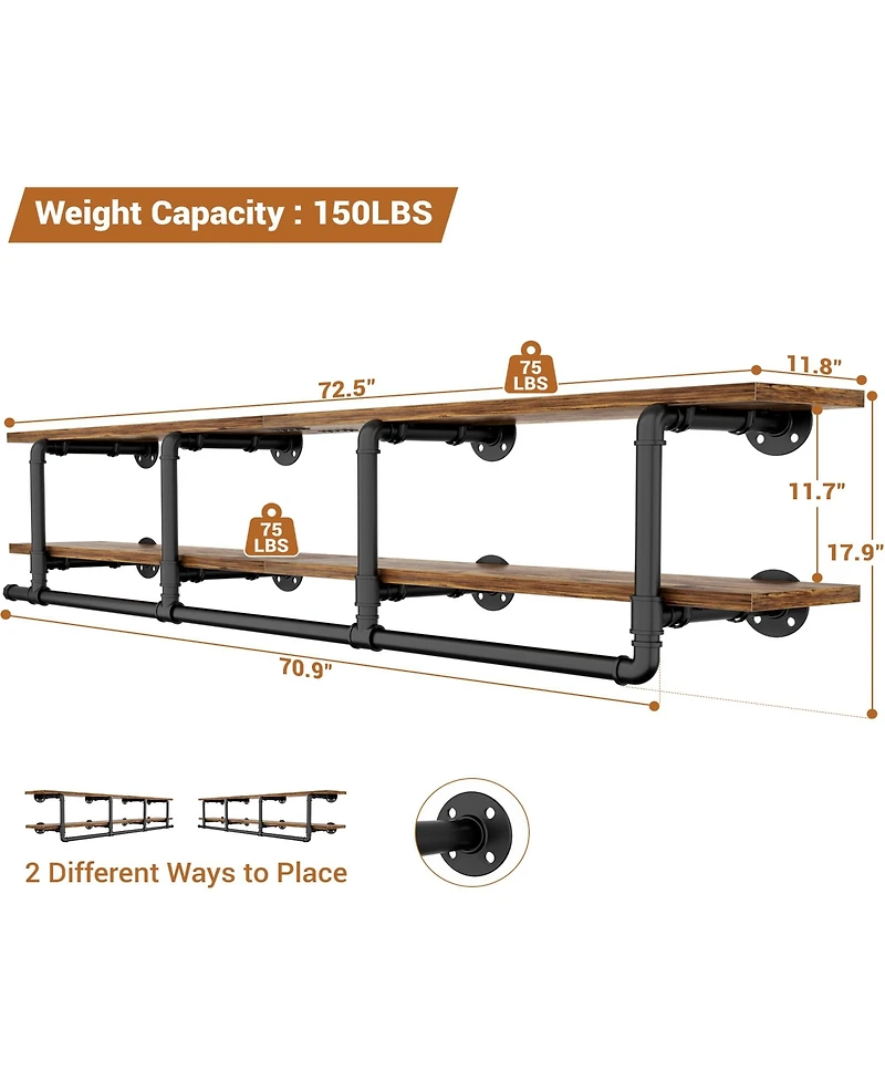 2-Tier Clothing Rack with Hanging Rod, Clothing Shelves with Top Shelf