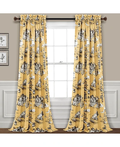 Lush Decor French Country Toile Light Filtering Window Curtain Panels - Vintage Curtains for Living Room