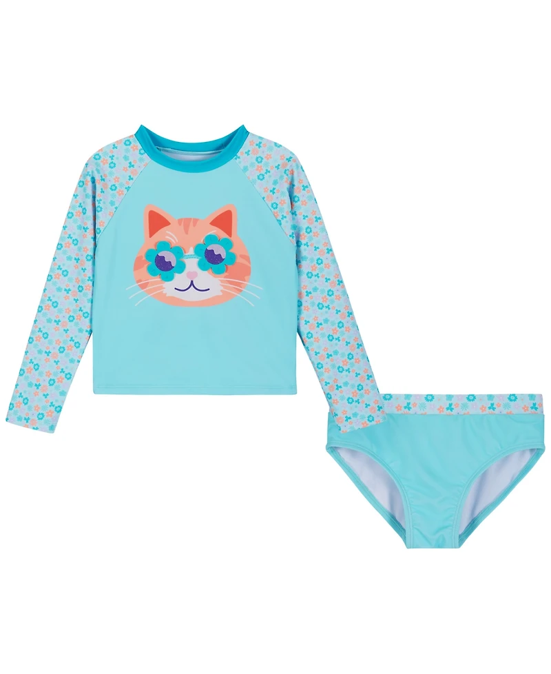 Andy & Evan Girls' 2T-5 Long-Sleeve Rash Guard Bottoms 2-Piece Set