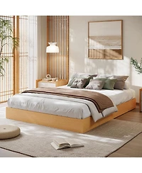 Twin Xl Size Wood Platform Bed Frame, Solid Pine, Slats, No Box Spring Needed, Easy Assembly