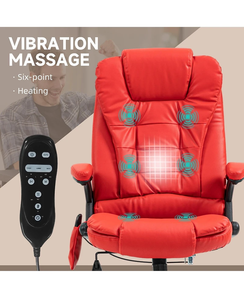 Boyel Living High Back Vibration Massage Office Chair with 6 Vibration Points Heated Reclining Pu Leather