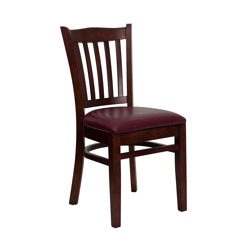 Emma+Oliver Vertical Slat Back Wooden Restaurant Dining Chair