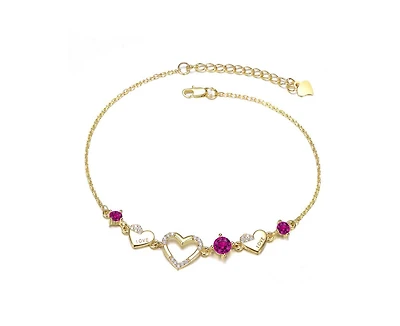 GiGiGirl Dazzling Cubic Zirconia Hearts Bracelet 14K Gold Plated