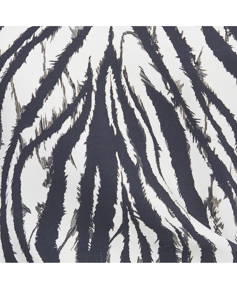 Pre-Owned Roberto Cavalli Women's White/black Printed Crepe Midi Dress