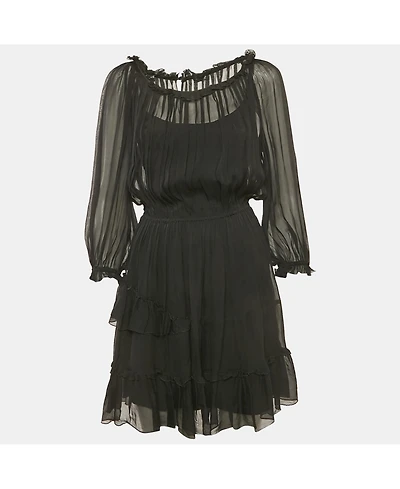 Pre-Owned Dolce & Gabbana Women's Pre-Owned D&g Black Silk Tiered Mini Dress