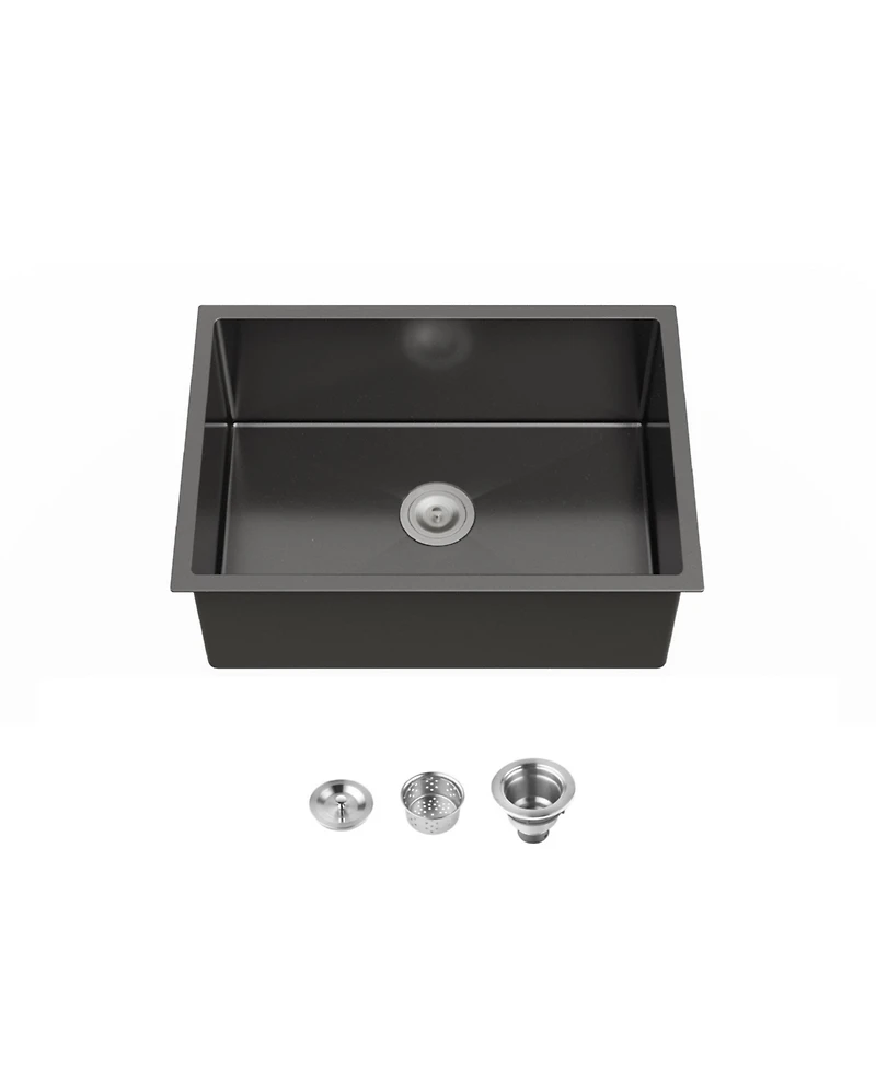 flynama 27x19inch Black Stainless Steel Kitchen Sink Single Bowl Undermount Handmade