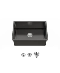 flynama 27x19inch Black Stainless Steel Kitchen Sink Single Bowl Undermount Handmade