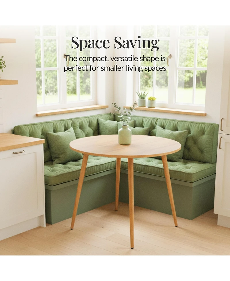 Best Choice Products Round Mid-Century Modern 35.5in Dining Table, Dinette for Home or Kitchen w/Wood Finish Steel Legs