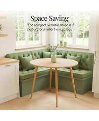 Best Choice Products Round Mid-Century Modern 35.5in Dining Table, Dinette for Home or Kitchen w/Wood Finish Steel Legs