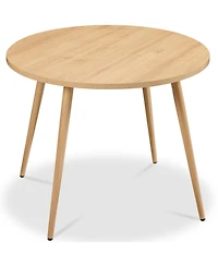 Best Choice Products Round Mid-Century Modern 35.5in Dining Table, Dinette for Home or Kitchen w/Wood Finish Steel Legs