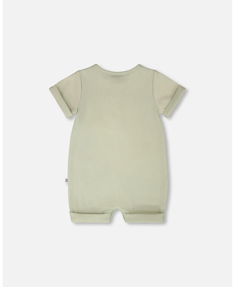 Deux par Baby Boys Cotton Rib Romper Sage Green