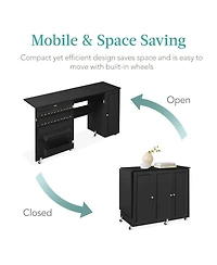 Best Choice Products Large Portable Multipurpose Folding Sewing Table w/ Magnetic Doors, Craft Storage