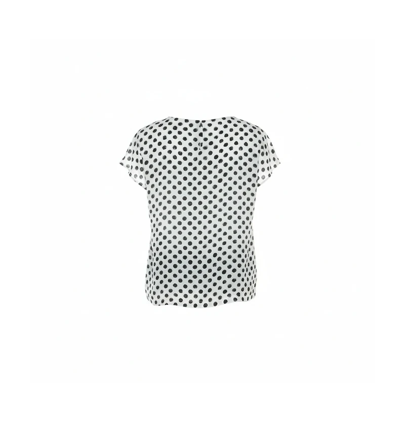 Pre-Owned Dolce & Gabbana Women's Monochrome Brushstroke Polka Dot Print Silk Blouse