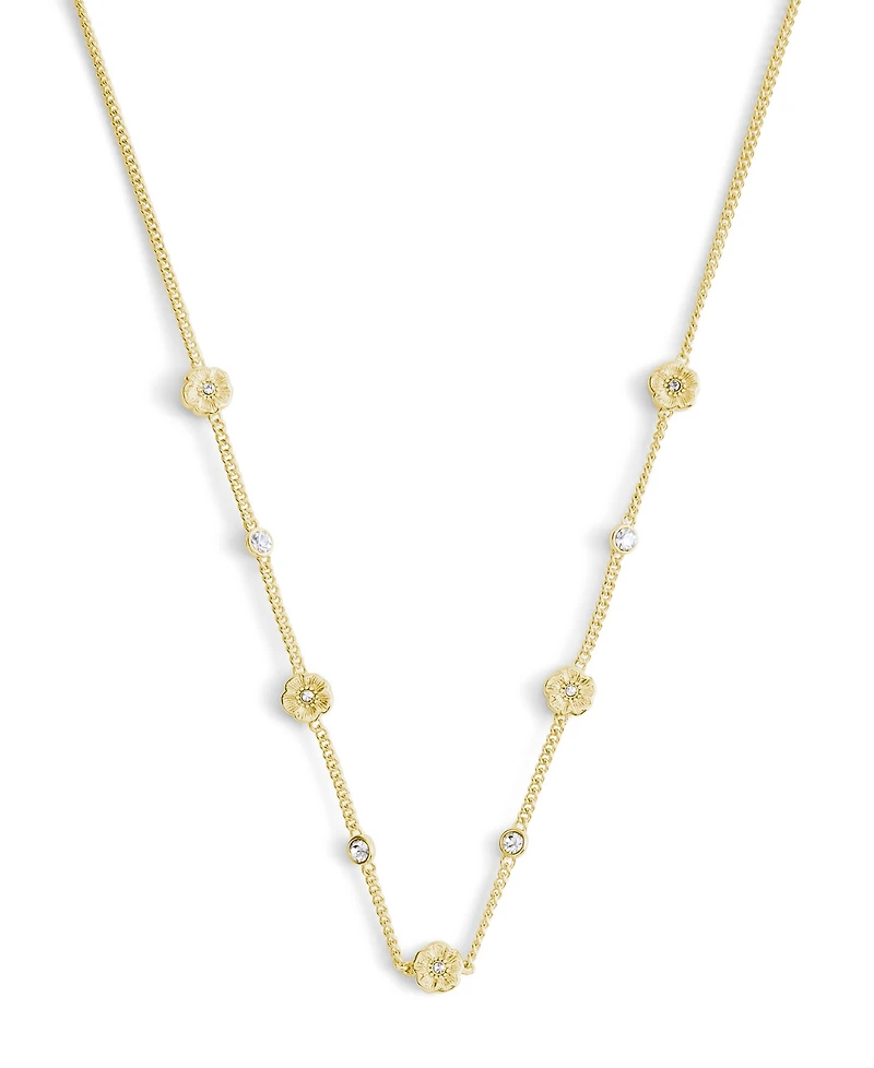 Coach Faux Stone Signature Tea Rose Strand Necklace