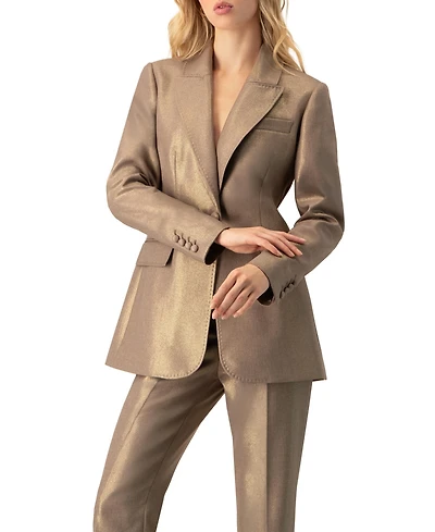 Ivonne Women's Sparkling Blazer with Flap Pockets