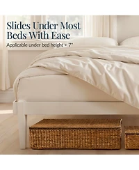 Best Choice Products 2PC Water Hyacinth Nesting Underbed Storage Baskets with Wheels