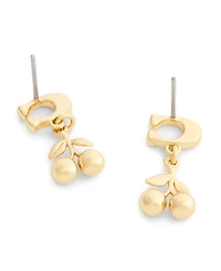 Coach Gold Signature C Cherry Drop Earrings