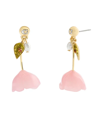 Coach Faux Stone Flower Drop Earrings