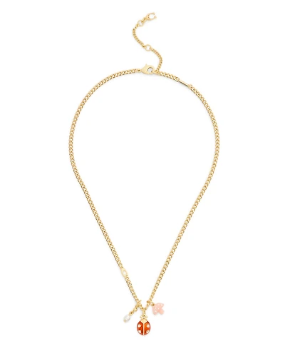 Coach Faux Stone Signature Ladybug Charm Pendant Necklace