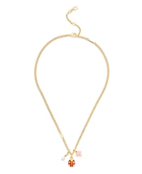 Coach Faux Stone Signature Ladybug Charm Pendant Necklace