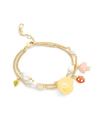 Coach Faux Stone Floral Statement Charm Bracelet