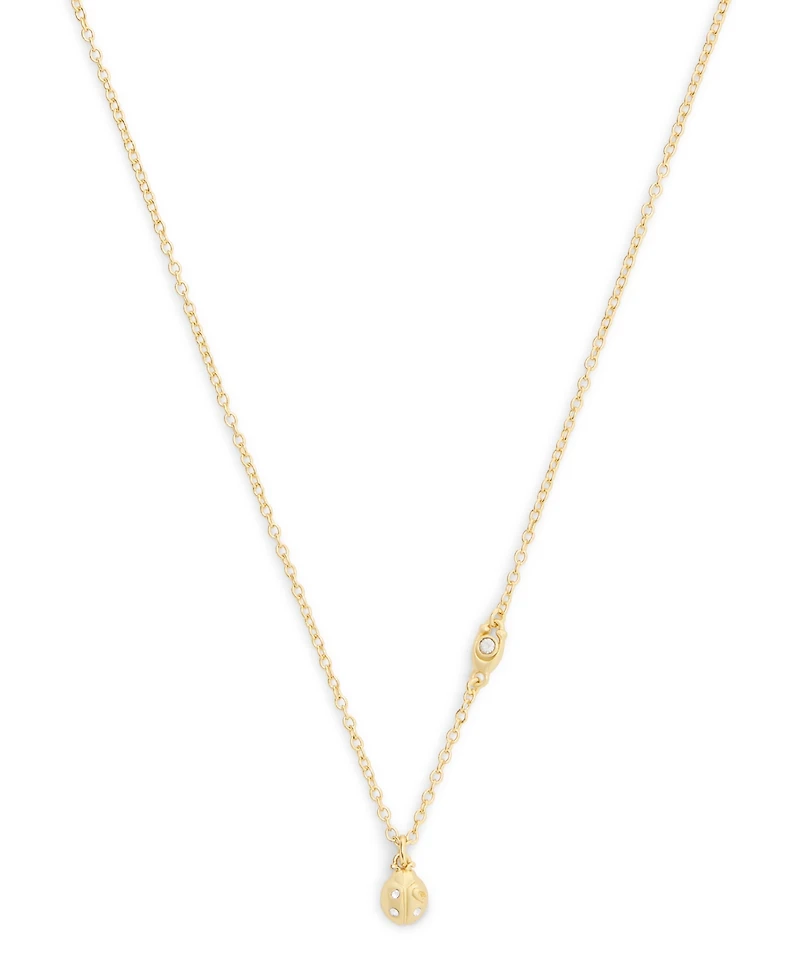 Coach Faux Stone Signature Ladybug Pendant Necklace