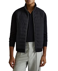Reiss Men's Hybrid Quilt and Knit Zip-Through Gilet